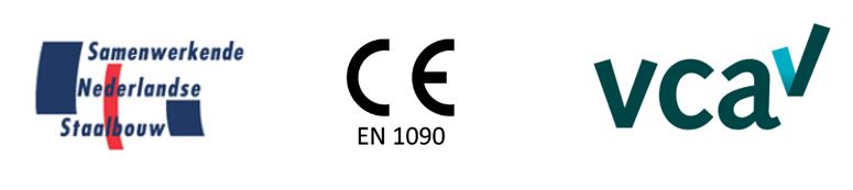 Logo CE, VCA en Samenwerkende Nederlandse Staalbouw